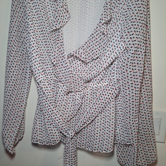 Cream Wrap Ruffled Blouse - Picture 2 of 3